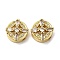 Rack Plating Brass Micro Pave Cubic Zirconia Beads, Long-Lasting Plated, Lead Free & Cadmium Free, Flat Round with Cross, Real 18K Gold Plated, 11.2x11.2x5.5mm, Hole: 1.6mm