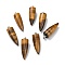 Natural Tiger Eye Pointed Pendants, with Platinum Brass Findings, Bullet, 32~35x10~11mm, Hole: 7X3mm