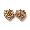 Transparent Resin Natural Imperial Jasper Dyed Chips Pendants G-E185-12G-04-2