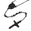 Men's Rosary Bead Necklace with Crucifix Cross NJEW-I011-4mm-04-2