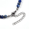 Natural Lapis Lazuli 4.5mm Round Beaded Flower Pendant Necklaces NJEW-T016-04C-6