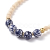 Natural Wood  & Porcelain & Synthetic Hematite Round Beaded Necklace for Women NJEW-JN03874-4