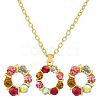 Ring Alloy Rhinestone Pendant Necklace & Stud Earrings Sets WG4EA96-02-2