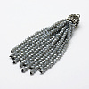 Electroplate Glass Bead Tassel Big Pendants X-EGLA-P023-14-1