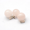 Round Natural Rose Quartz Pendants X-G-Q434-02-2