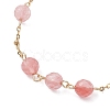 Cherry Quartz Glass Beads Link Bracelets BJEW-JB12777-3