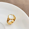 Retro Fashionable 304 Stainless Steel and Shell Finger Rings FS-WG8030D-03-3