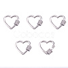 Brass Micro Pave Clear Cubic Zirconia Screw Carabiner Lock Charms ZIRC-E164-07P-1