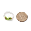 Glass Seed Braided Bead Frog Shape Finger Ring for Women RJEW-TA00052-4
