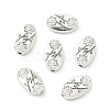 Oval with Flower Tibetan Style Alloy Beads LS-X-TIBEB-1199-AS-LF-4