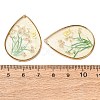 Brass & Transparent Epoxy Resin & Dried Flower Pendants RESI-G133-02G-04-3