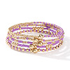 5Pcs Glass Seed Beads & CCB Beads Stretch Bracelets TB4137-7-1