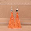 Zinc Alloy Polyester Skull Tassel Dangle Earrings FS-WG69CBD-08-1