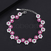 Brass Micro Pave Cubic Zirconia Link Chain Bracelets for Women FS-WG0E76F-02-1