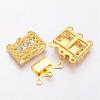 Golden Tone Brass Rhinestone Clasps X-KK116-G-2