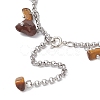 304 Stainless Steel Natural Tiger Eye Chips Charm Bracelets BJEW-JB12376-01-4
