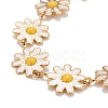 Enamel Daisy Link Chains Bracelet BJEW-P271-01G-3
