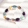 Natural Rainbow Fluorite Faceted Lantern Beaded Stretch Bracelets with Seed Beads for Women GG-CBA3F02-02-2
