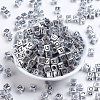 Antique Silver Plated Large Hole Acrylic European Beads X-PACR-Q099-01-2