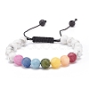 2Pcs 2 Style Natural Howlite & Golden Sheen Obsidian & Mixed Stone Round Braided Bead Bracelets Set for Women BJEW-JB08385-9