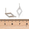 Brass Micro Pave Clear Cubic Zirconia Rhombus Stud Earring Findings KK-Z133-02P-03-3