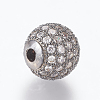Brass Micro Pave Cubic Zirconia Beads ZIRC-E134-10mm-04B-2