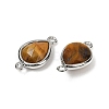 Natural Tiger Eye Faceted Connector Charms G-L514-048G-04-2