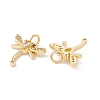 Brass Micro Pave Clear & Black Cubic Zirconia Charms KK-G415-36G-3