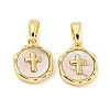 Brass Pave Shell Charms KK-G490-35G-1