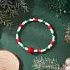 Christmas Glass Seed & Handmade Lampwork Beads Stretch Bracelets for Women BJEW-MZ00197-03-1