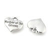 Wedding Theme Antique Silver Tone Tibetan Style Alloy Heart with Mother of the Groom Rhinestone Charms LS-TIBEP-N005-17A-1