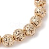 Electroplated Natural Lava Rock Round Beads Stretch Bracelets for Women Men BJEW-JB11982-01-4