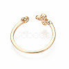 Brass Micro Pave Clear Cubic Zirconia Peg Bails Cuff Finger Ring Settings KK-S360-014-NF-4