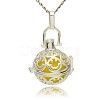 Silver Color Plated Brass Hollow Round Cage Pendants KK-J216-18S-1