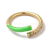 Rack Plating Brass Cubic Zirconia Open Cuff Rings for Women RJEW-S407-04C-2