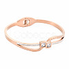 Crystal Rhinestone Wave Bangle with Roman Numeral BJEW-N017-009RG-1