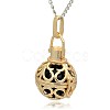 Golden Tone Brass Hollow Round Cage Pendants KK-J235-06G-2