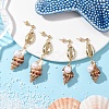 Alloy Natural Shell Beaded Dangle Stud Earrings EJEW-JE06268-1