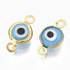 Handmade Evil Eye Lampwork Links connectors X-STAS-T041-02G-03-2