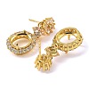 Rack Plating Brass with Cubic Zirconia Stud Earrings Finding KK-Z085-06G-2