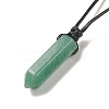 Natural Green Aventurine Bullet Pendant Necklace with Waxed Cords for Women NJEW-M196-02D-4