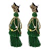 304 Stainless Steel Star Tassel Stud Earrings EJEW-D344-01-2