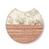 (Defective Closeout Sale: Some Scratched Surface) Transparent Resin & Walnut Wood Pendants RESI-XCP0001-80-2