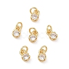 Brass Micro Pave Clear Cubic Zirconia Charms KK-D289-48A-G-1