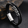Stainless Steel Skull Beaded Leather Double Layer Multi-strand Bracelet SKUL-PW0004-26C-01-1