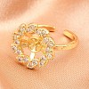 Adjustable Brass Micro Pave Cubic Zirconia Cuff Ring Settings for Half Drilled Beads RJEW-Z113-23G-5