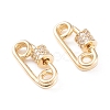 Brass Micro Pave Clear Cubic Zirconia Screw Carabiner Lock Charms KK-F814-38G-1
