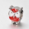 Owl Alloy Enamel Large Hole European Animal Beads X-MPDL-M020-04M-3