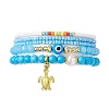 5Pcs 5 Style Evil Eye Lampwork & Synthetic Turquoise & Natural Pearl  Beaded Stretch Bracelets Set BJEW-JB09708-1