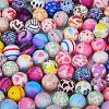 Printed Round with Polka Dot Pattern Silicone Focal Beads SI-JX0056A-134-4